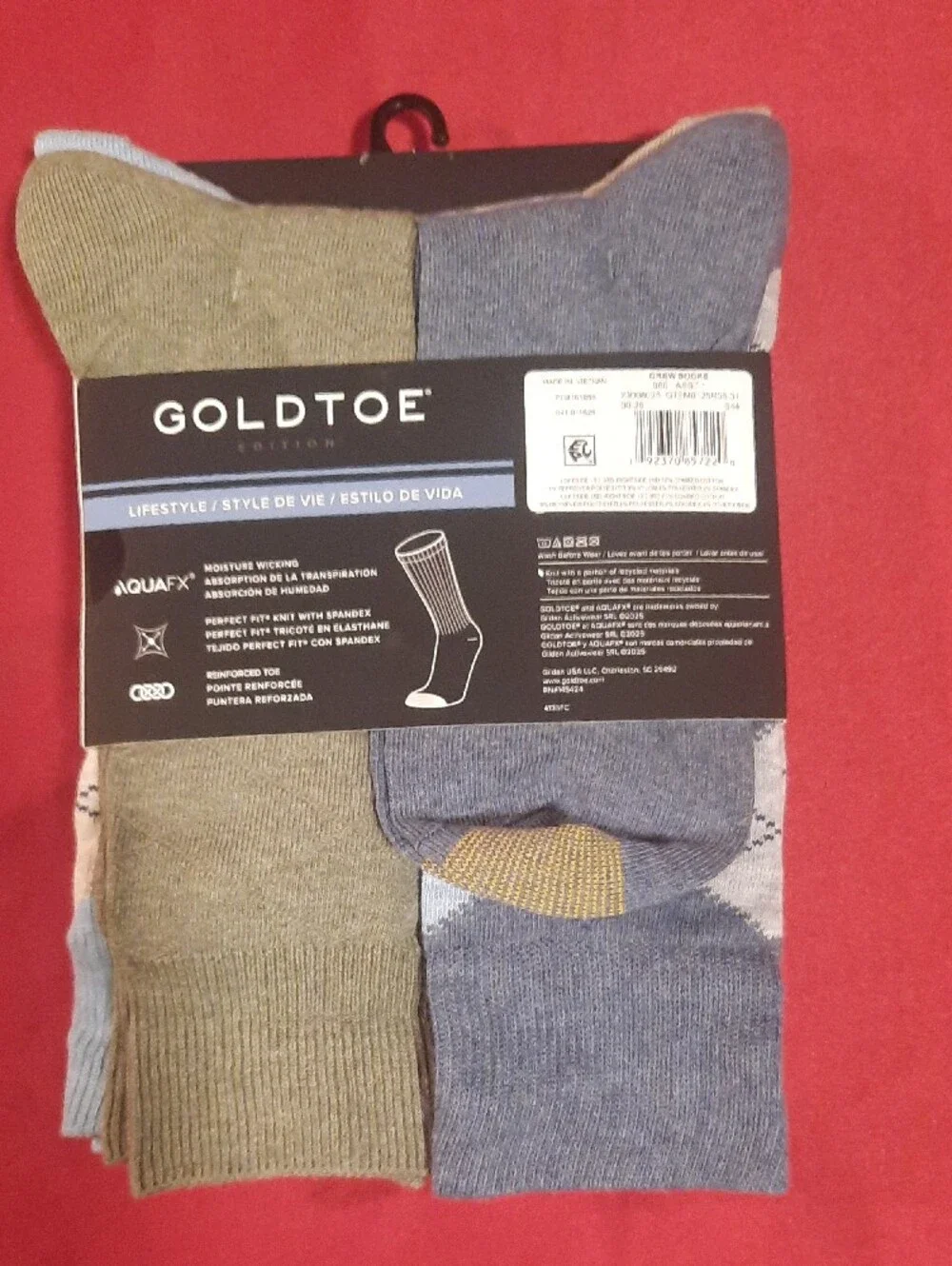 Gold Toe Edition Men's Argyle and Solid Lifestyle Crew Socks - Gray, Green Blue